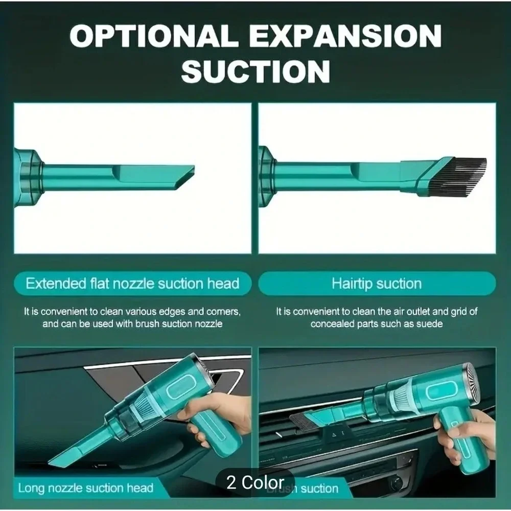 29000Pa Car Vacuum Cleaner Strong Suction Dust Catcher Cordless Handheld Green